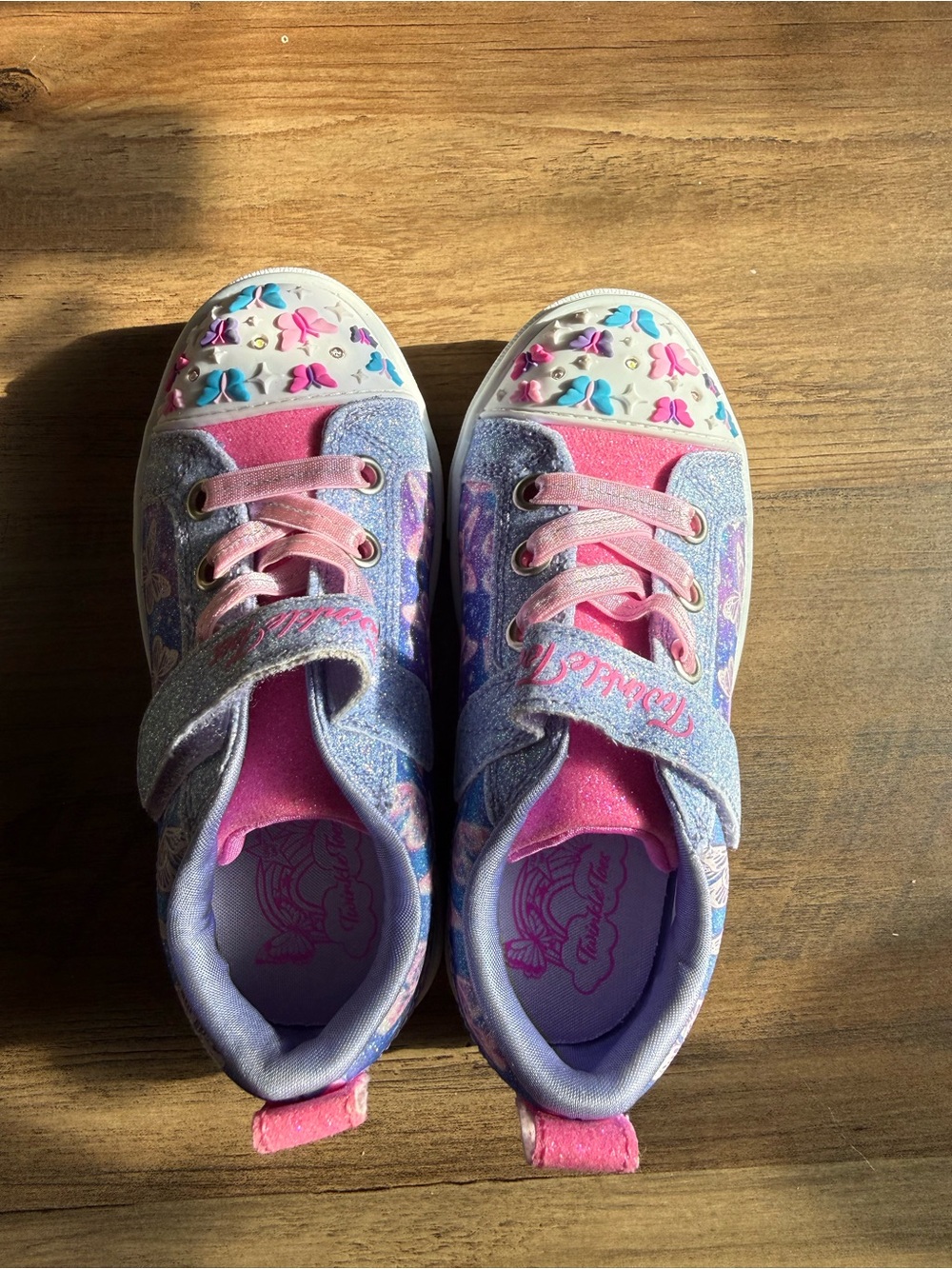 Skechers Girls' Pink, Purple & Blue Butterfly Glitter Sneakers